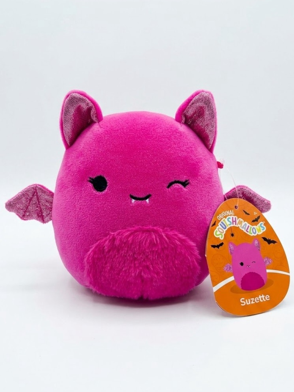 Squishmallows Suzette Pink Bat Plush - Fuzzy Belly Metalic Wings 5” inches NWT
